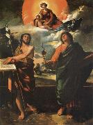 The Madonna in the glory with the Holy Juan the Baptist and Juan the Evangelist Dosso Dossi